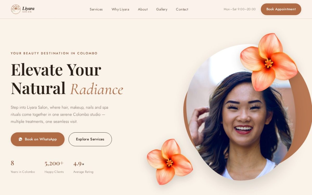 Liyara Salon homepage hero