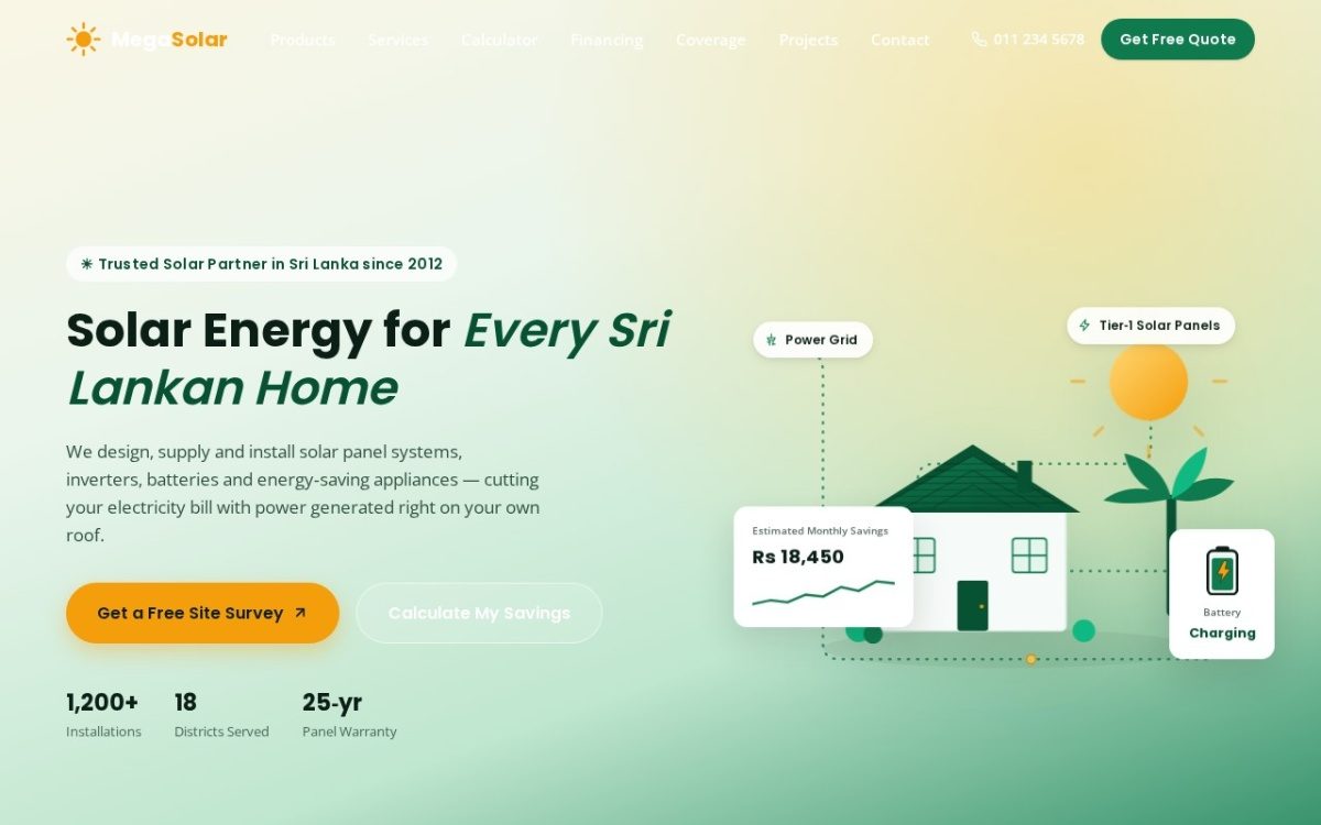 MegaSolar homepage hero