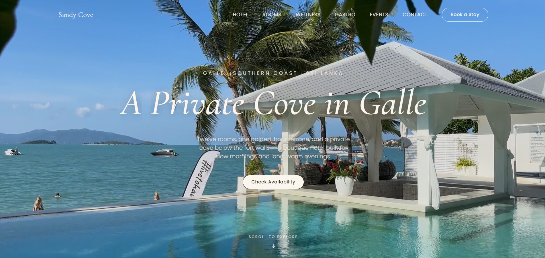 Sandy Cove homepage hero
