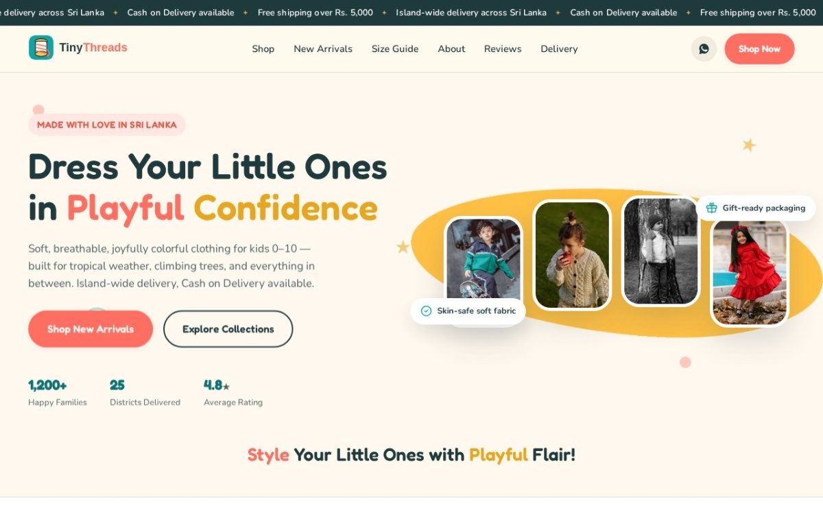 Tiny Threads homepage hero